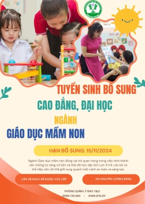 THÔNG BÁO BỔ SUNG LỚP NGÀNH GIÁO DỤC MẦM NON
